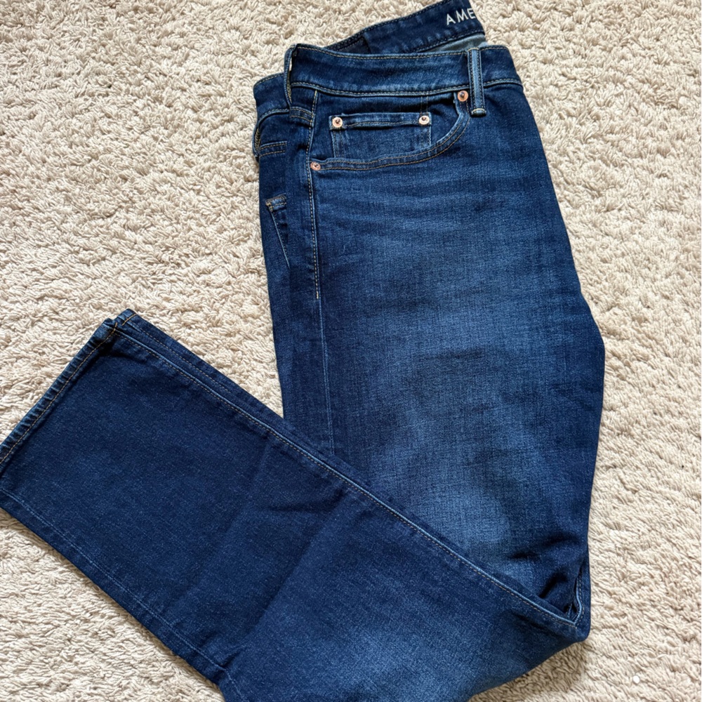 American Eagle Outfitters Men's Straight Jeans - Dark Blue